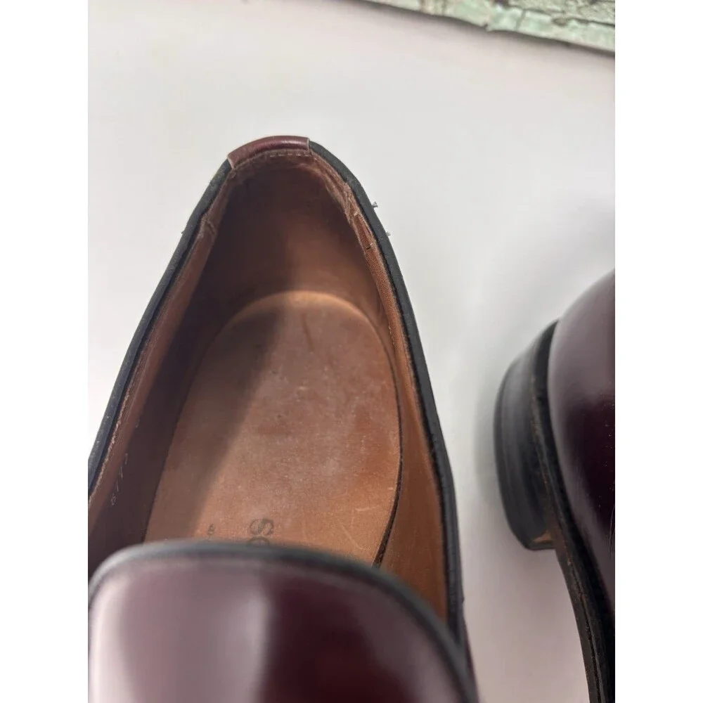Allen Edmonds Saratoga Tassel Loafers 14 AA  Narrow Burgundy Oxblood Leather USA